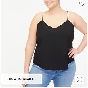 NWT! J. Crew Black Scalloped Camisole plus size 22